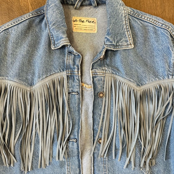 Free People - We The Free Blue Fringe Jacket - Picture 3 of 9
